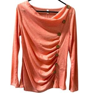 NWT Dressfo Top with Rushing and Buttons Size XL